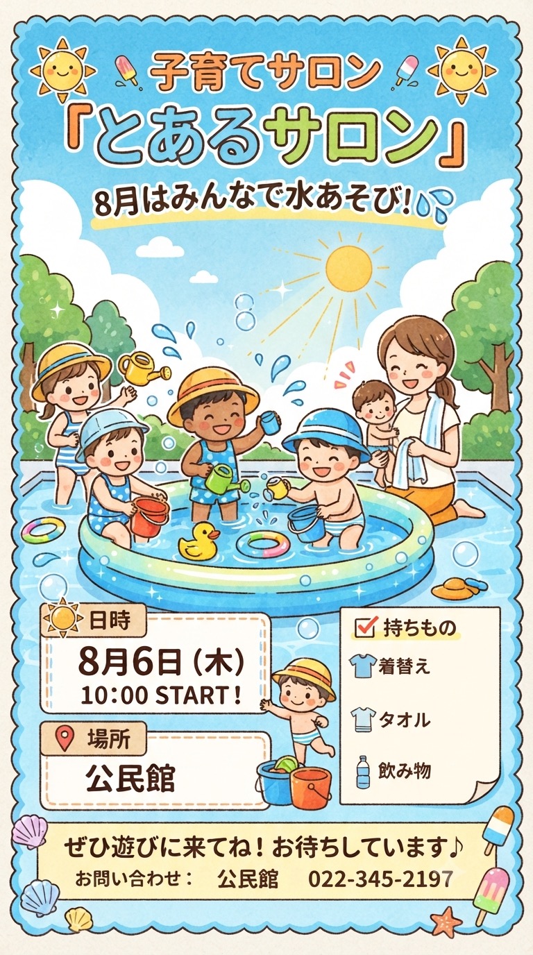 8月のとあるサロンは水あそび