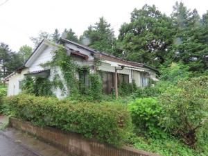 ツタが絡む平屋住宅の外観の写真